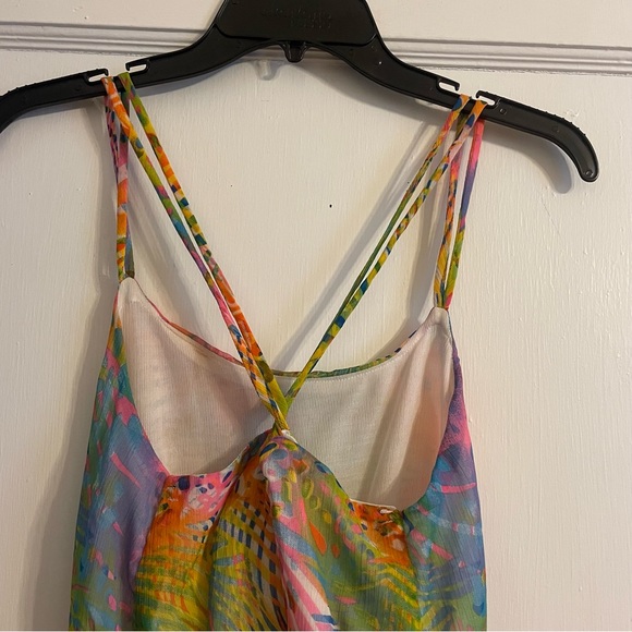 Tropical Colorful Strappy High Low Angie Dress | Floral Pattern Wedding Summer - Picture 8 of 12